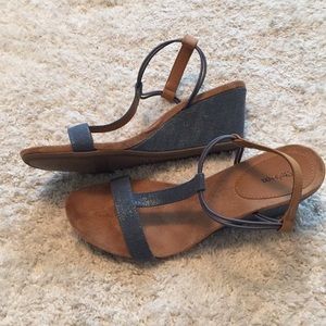 New denim blue sandals 9.5
